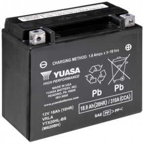   Yuasa 12V 18.9Ah High Performance MF VRLA Battery AGM YTX20HL-BS () (YTX20HL-BS)