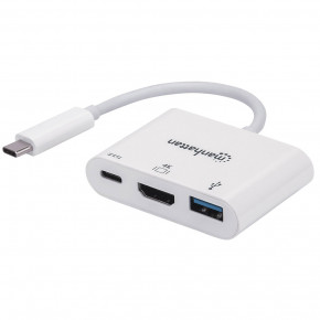 - USB3.1 Type-C --> HDMI/USB 3.0/PD 60W 4-in-1 White Manhattan (152945)