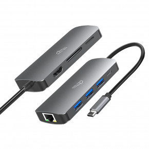 - USB3.1 Type-C --> HDMI/USB 3.0x3/RJ45/SD/MicroSD/PD 100W Hub Pro 8-in-1 Media-Tech (MT5044) 5