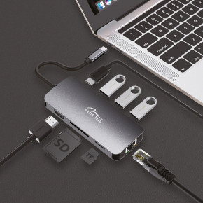 - USB3.1 Type-C --> HDMI/USB 3.0x3/RJ45/SD/MicroSD/PD 100W Hub Pro 8-in-1 Media-Tech (MT5044) 6