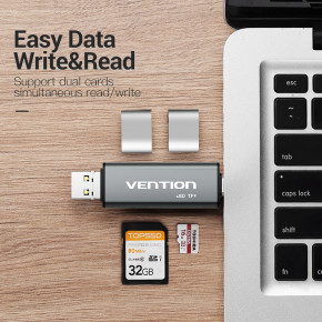  Vention CCJH0 USB-C/MicroUSB/USB2.0 to TF/SD Gray (CCJH0) 5