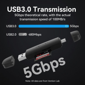  Vention  USB 3.0 A to SD, TF Black (CLKB0) 5