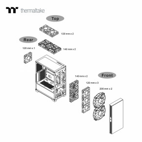  Thermaltake Versa T35 TG RGB/Black/Win/SPCC/Tempered Glass*2/120mm Standard Fan*1 15