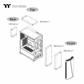  Thermaltake H350 TG RGB/Black/Win/SPCC/Tempered Glass*1/120mm Standard Fan*1 (CA-1R9-00M1WN-0 8