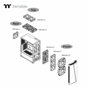  Thermaltake H350 TG RGB/Black/Win/SPCC/Tempered Glass*1/120mm Standard Fan*1 (CA-1R9-00M1WN-0 9