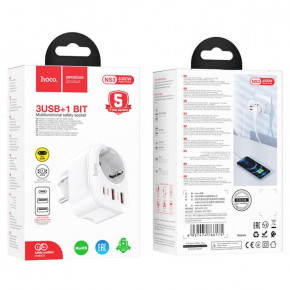   Hoco NS3 Multifunctional socket EU / Type-C / 2 x USB-A White (6931474766175) 4