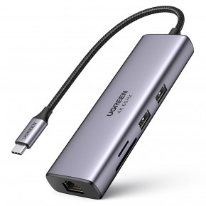 - USB3.0 Type-C --> HDMI 4K/2x USB 3.2 Gen1/RJ45/SD/TF/PD 100W Ugreen CM512 ѳ (60515)