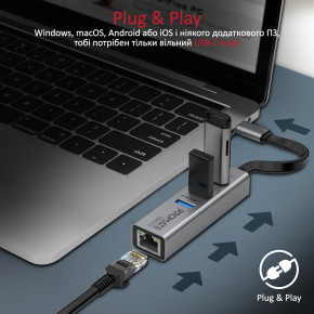  USB Promate GigaHub USB-C Grey (gigahub-c.grey) 6