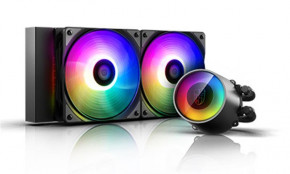    DeepCool Castle 240RGB V2 (DP-GS-H12AR-CSL240V2), Intel: LGA2066/2011-v3/2011/1151/1150/1155/LGA1366, AMD: TR4/AM4/AM3+/AM3/AM2+/AM2/FM2+/FM2/FM1, 282x120x27 , 4-pin