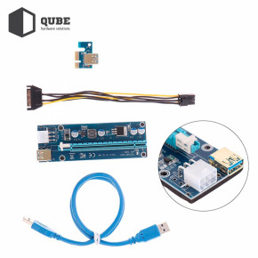  PCI-E x1 to 16x 60cm USB 3.0 Cable SATA to 6Pin Power PCE164P-NO3 ver 009S 3