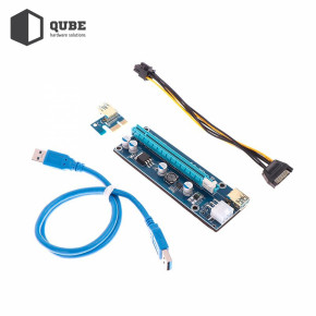  PCI-E x1 to 16x 60cm USB 3.0 Cable SATA to 6Pin Power PCE164P-NO3 ver 009S 5