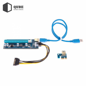  PCI-E x1 to 16x 60cm USB 3.0 Cable SATA to 6Pin Power PCE164P-NO3 ver 009S 7