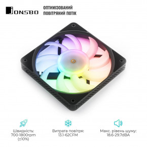  Jonsbo HF1215 Black RGB (120mm, 700-1800RPM, 29.7dB, 4pin+LED 3pin) 4