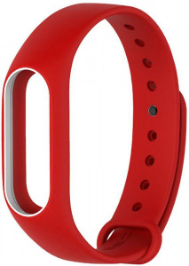  UWatch Double Color Replacement Silicone Band For Xiaomi Mi Band 2 Red/White Line #I/S