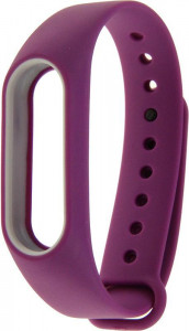  UWatch Double Color Replacement Silicone Band For Xiaomi Mi Band 2 Purple/White Line #I/S