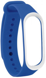  UWatch Double Color Replacement Silicone Band For Xiaomi Mi Band 3/4 Blue/White Line #I/S