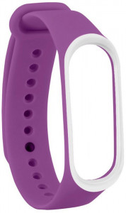  UWatch Double Color Replacement Silicone Band For Xiaomi Mi Band 3/4 Purple/White Line #I/S