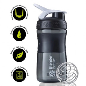   BlenderBottle SportMixer 20oz/590ml Black/White (SM 20oz Black/White) 4