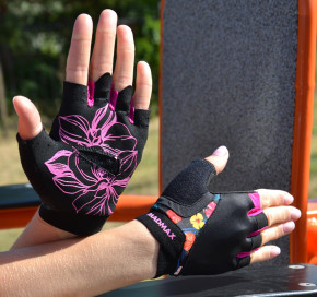    MadMax MFG-770 Flower Power Gloves Black/Pink M 8