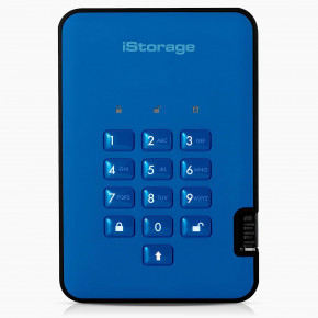 ������� ���� iStorage diskAshur 2 USB 3.1 1TB Blue (IS-DA2-256-1000-BE)