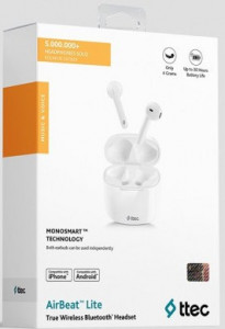  Ttec AirBeat LiteTrue Wireless Headsets White (2KM129B) 6