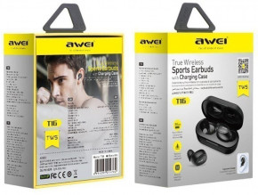  AWEI T16 TWS Bluetooth Earphones Black #I/S 3