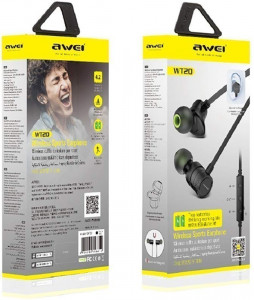  AWEI WT20 Bluetooth Earphones Black 3