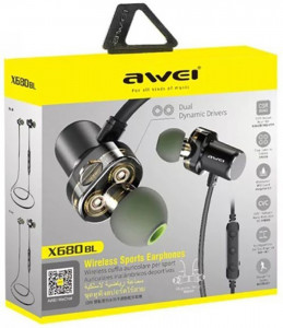  AWEI X680BL Bluetooth Dual Driver Earphone Black 3