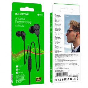  Borofone BM64 Goalant universal earphones with mic 3.5  (mini-Jack) Black (BM64W) 5