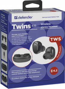  Defender Twins 635 TWS Bluetooth Black (63635) 6