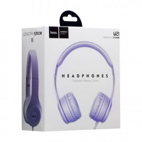  Hoco W21 Graceful charm wire control headphones Purple 3