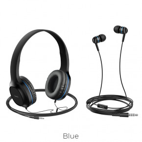  Hoco W24 Enlighten headphones with mic set Blue