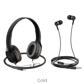  Hoco W24 Enlighten headphones with mic set Gold 3