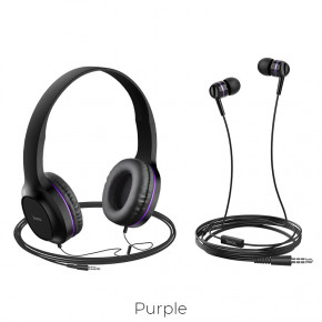  Hoco W24 Enlighten headphones with mic set Purple 3