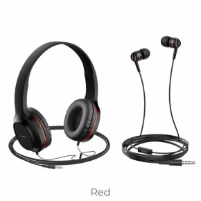  Hoco W24 Enlighten headphones with mic set Red 3