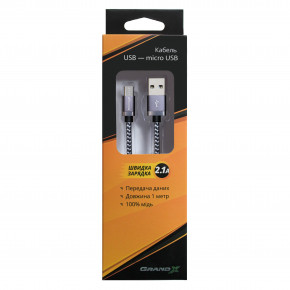  Grand-X USB-microUSB 3A 1 Silver/Black (FM-07) 4