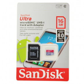   SanDisk Ultra microSD HC UHS-I 16GB Class 10 + SD-adapter (55500944)