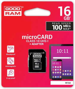   Goodram microSDHC 16GB UHS-I class 10 + adapter 6