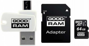   Goodram microSDHC class 10 UHS-1 SD adapter OTG Card reader 64Gb #I/S 3