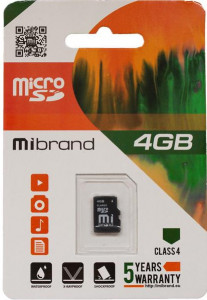   Mibrand microSDHC 4GB Class 4     (MICDC4/4GB)