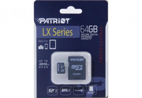   MicroSDXC 64GB UHS-I Class 10 Patriot LX + Adapter SD (PSF64GMCSDXC10)