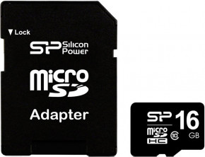   Silicon Power microSDHC class 10 SD adapter 16Gb #I/S