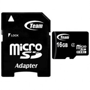   MicroSDHC 16GB Class 4 Team + SD-adapter (TUSDH16GCL403)