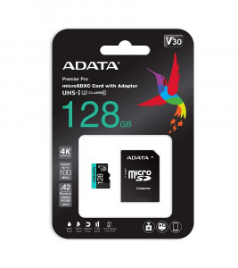  ' A-DATA GAMMIX microSDXC Premier Pro 128GB Class 10 UHS-I (U3) V30 A2 W-85MB/s R-100MB/s +SD- (AUSDX128GUI3V30SA2-RA1) 4