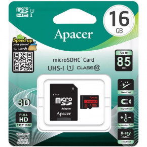  ' MicroSDHC 16GB UHS-I Class 10 Apacer Adapter SD (AP16GMCSH10U5-R) 3