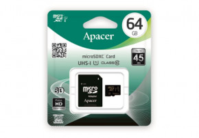   MicroSDXC 64GB UHS-I Class 10 Apacer + Adapter SD (AP64GMCSX10U1-R) 3