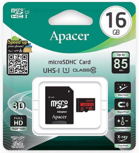   Apacer microSDHC/SDXC Class 10 UHS-I R85MB/s SD adapter 16Gb #I/S 3