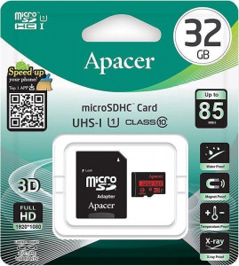   Apacer microSDHC/SDXC Class 10 UHS-I R85MB/s SD adapter 32Gb #I/S 3