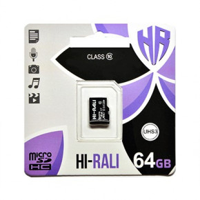   MicroSDHC 64GB UHS-I/U3 Class 10 Hi-Rali (HI-64GBSDU3CL10-00)