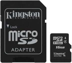   Kingston microSDHC class 4 SD adapter 16Gb #I/S